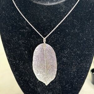 Silver Leaf Necklace Organic Leaf Jewelry Silver Dipped Leaf